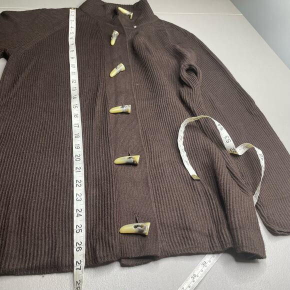 Jones New York Cardigan Sweater Toggle Button Ribbed Knit Granny Lagenlook L - Picture 10 of 10